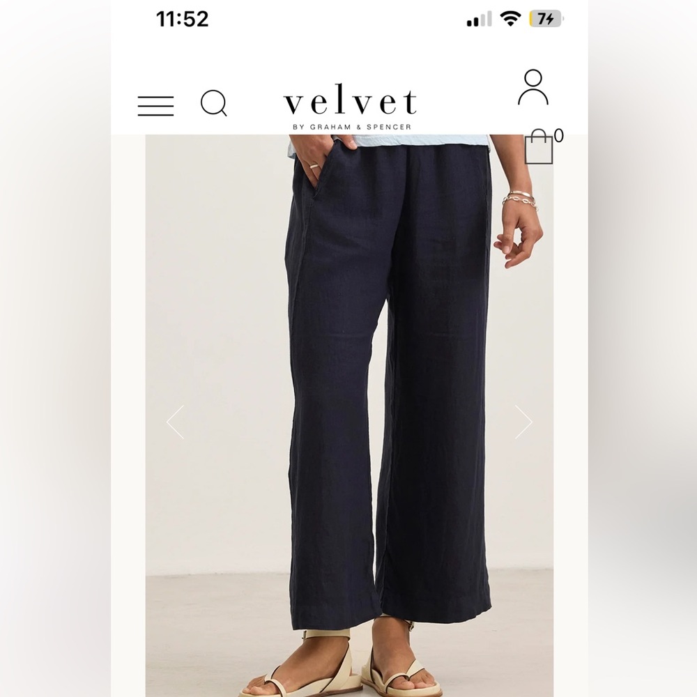 Velvet by Graham & Spencer  indigo linen pants size small